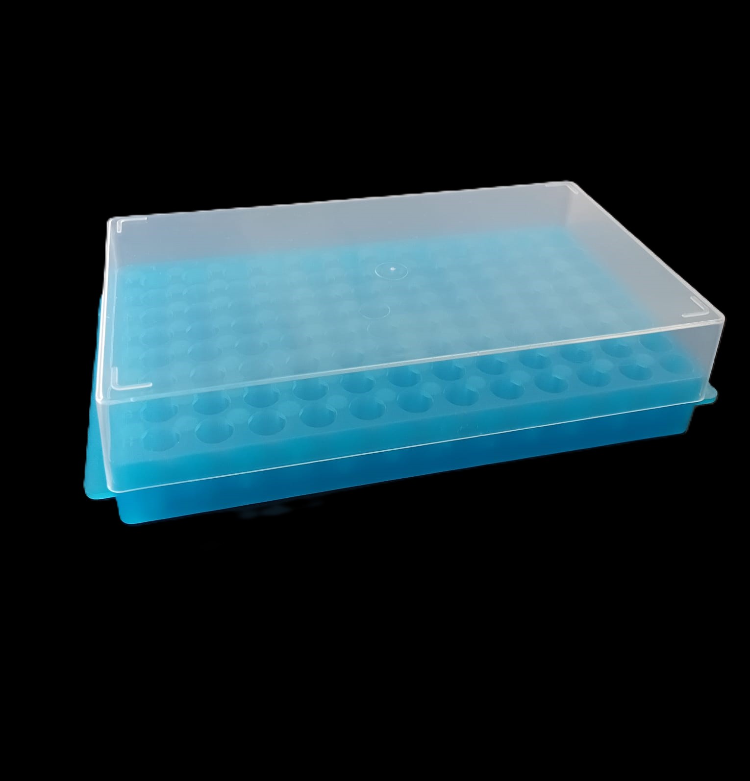 285TYA18-1 - Gradillas reversibles aptas para microtubos de 1.5 y 0.5 ml en PP autoclavable 96 pocillos CON TAPA TRANSPARENTE-image