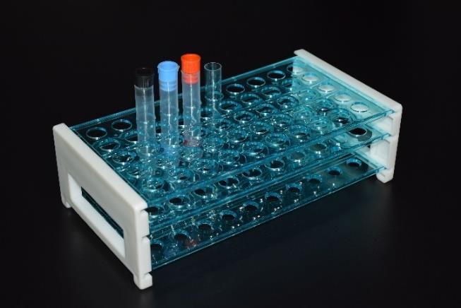 285TYD23 - Gradillas desmontables 50 tubos de 12/13 mm de diámetro en PP autoclavable TURQUESA TRANSPARENTE-image