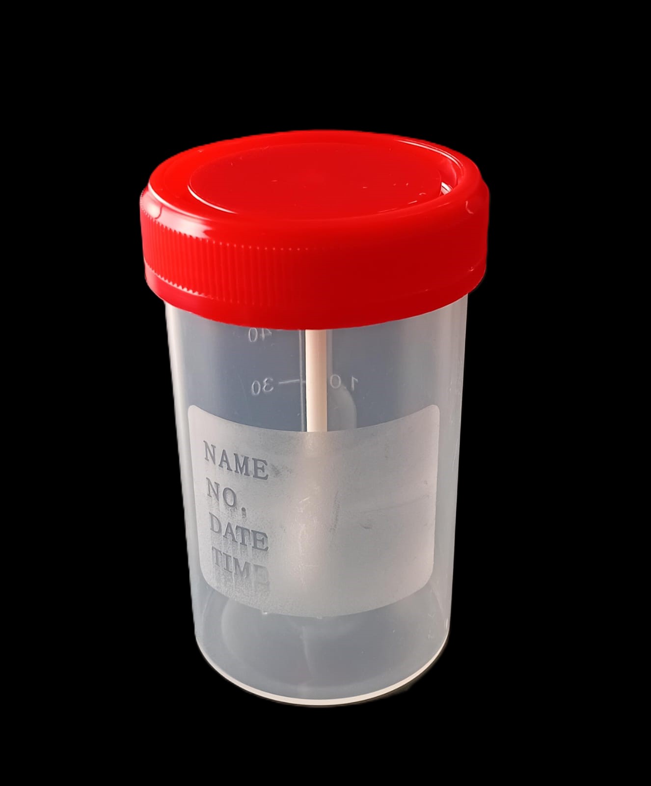 685TYF02-2 - Frascos roscados tapa roja 60 ml CON ESPÁTULA PARA HECES. A granel-image